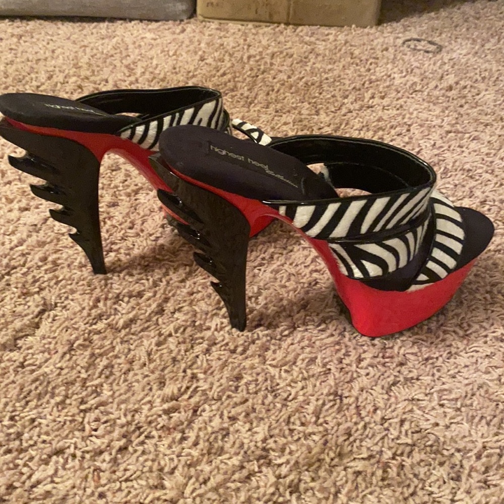 Ignite Flame Heel Zebra Mule Platform Heels